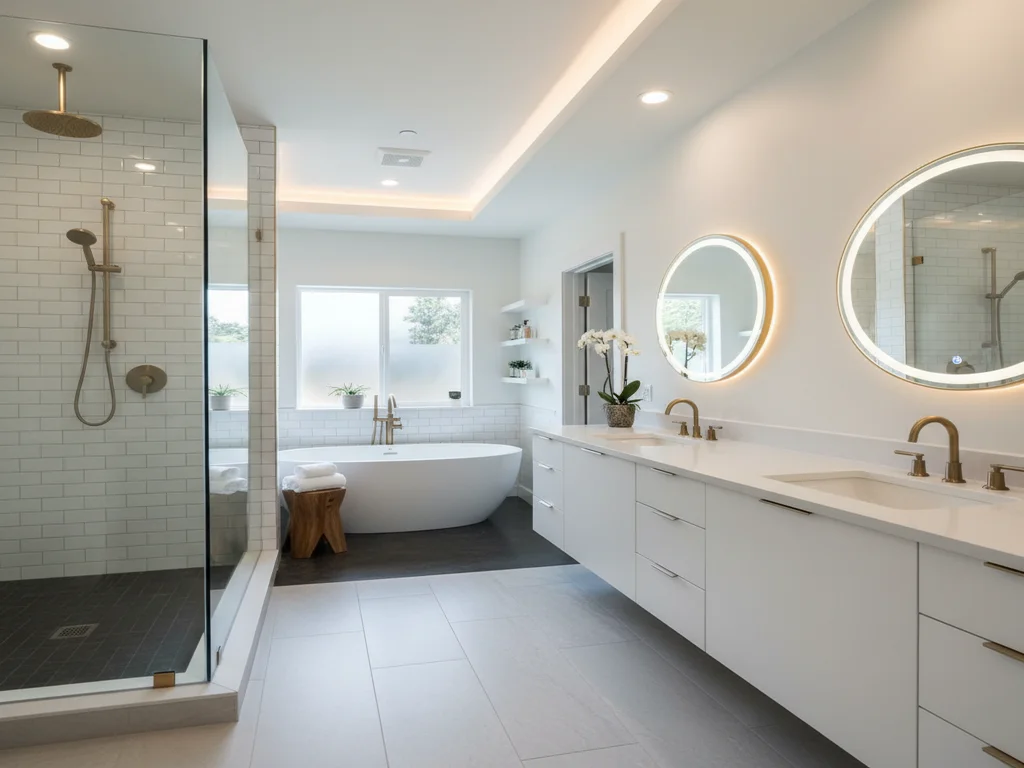 Bathroom remodeling contractor in Olympic Valley, Placer County - modern shower design and renovation by Oakwood Remodeling Group
