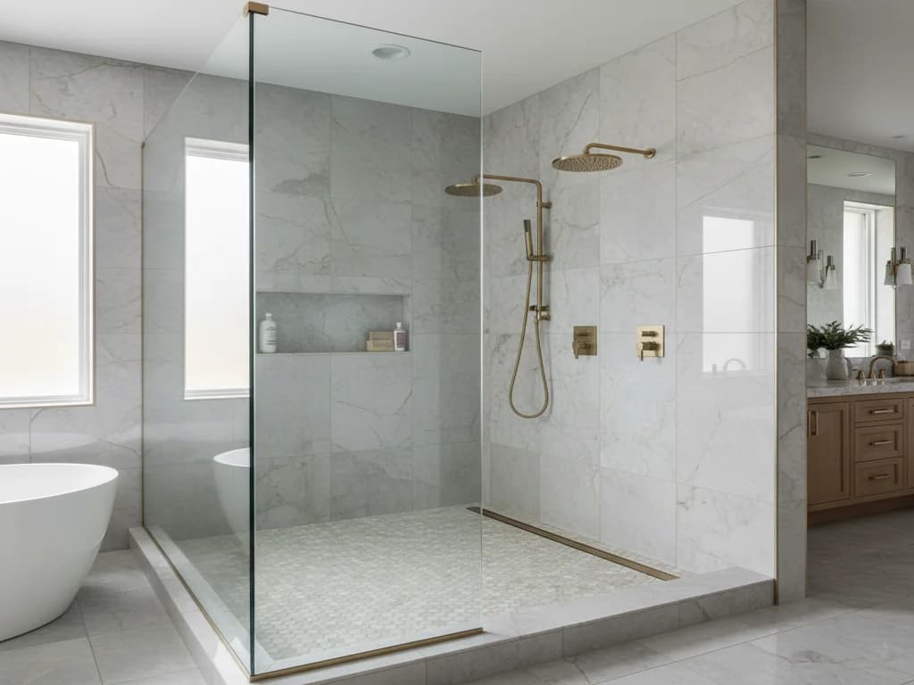 Bathroom remodeling contractor in Georgetown, El Dorado County - modern shower design and renovation by Oakwood Remodeling Group