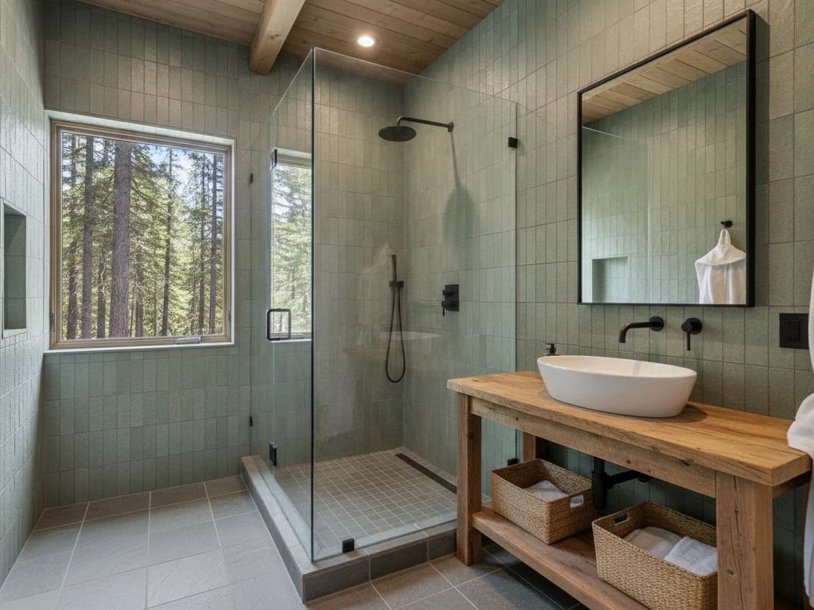 Bathroom remodeling contractor in Alta, Placer County - modern shower design and renovation by Oakwood Remodeling Group