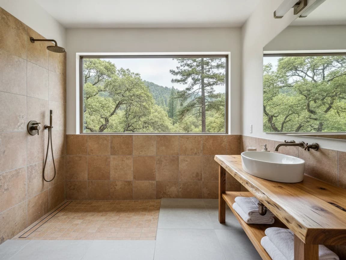 Bathroom remodeling contractor in Birchville, Nevada County - modern shower design and renovation by Oakwood Remodeling Group