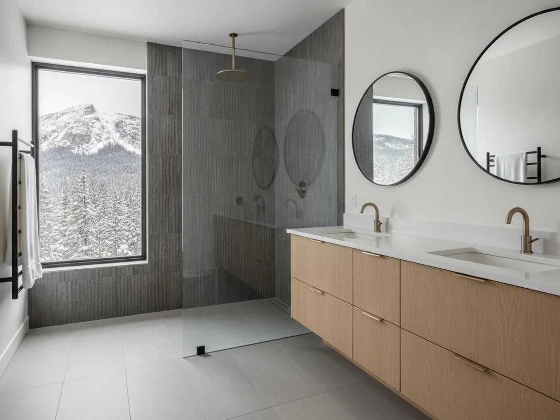 Bathroom remodeling contractor in Boreal, Nevada County - modern shower design and renovation by Oakwood Remodeling Group