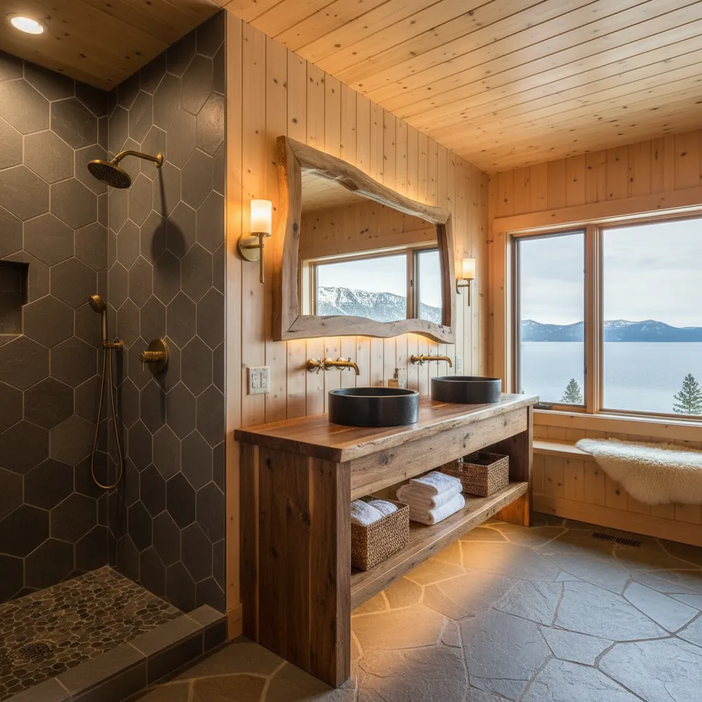 Bathroom remodeling contractor in Tahoe Vista, Placer County - modern shower design and renovation by Oakwood Remodeling Group