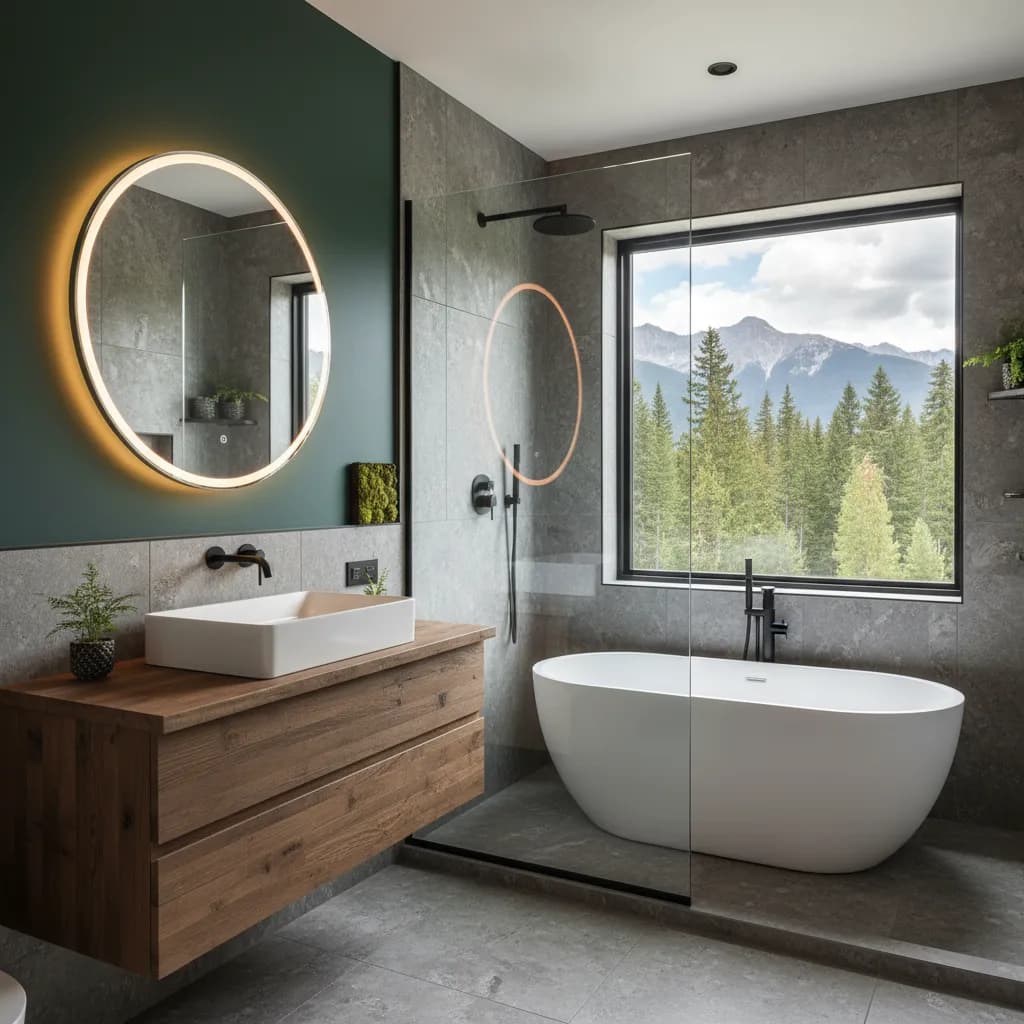 Bathroom remodeling contractor in Cedar Ridge, Nevada County - modern shower design and renovation by Oakwood Remodeling Group