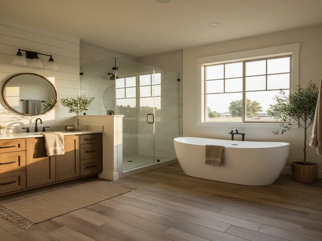 Bathroom remodeling contractor in Mather, Sacramento County - modern shower design and renovation by Oakwood Remodeling Group