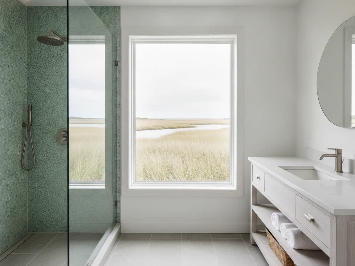 Bathroom remodeling contractor in Collinsville, Solano County - modern shower design and renovation by Oakwood Remodeling Group