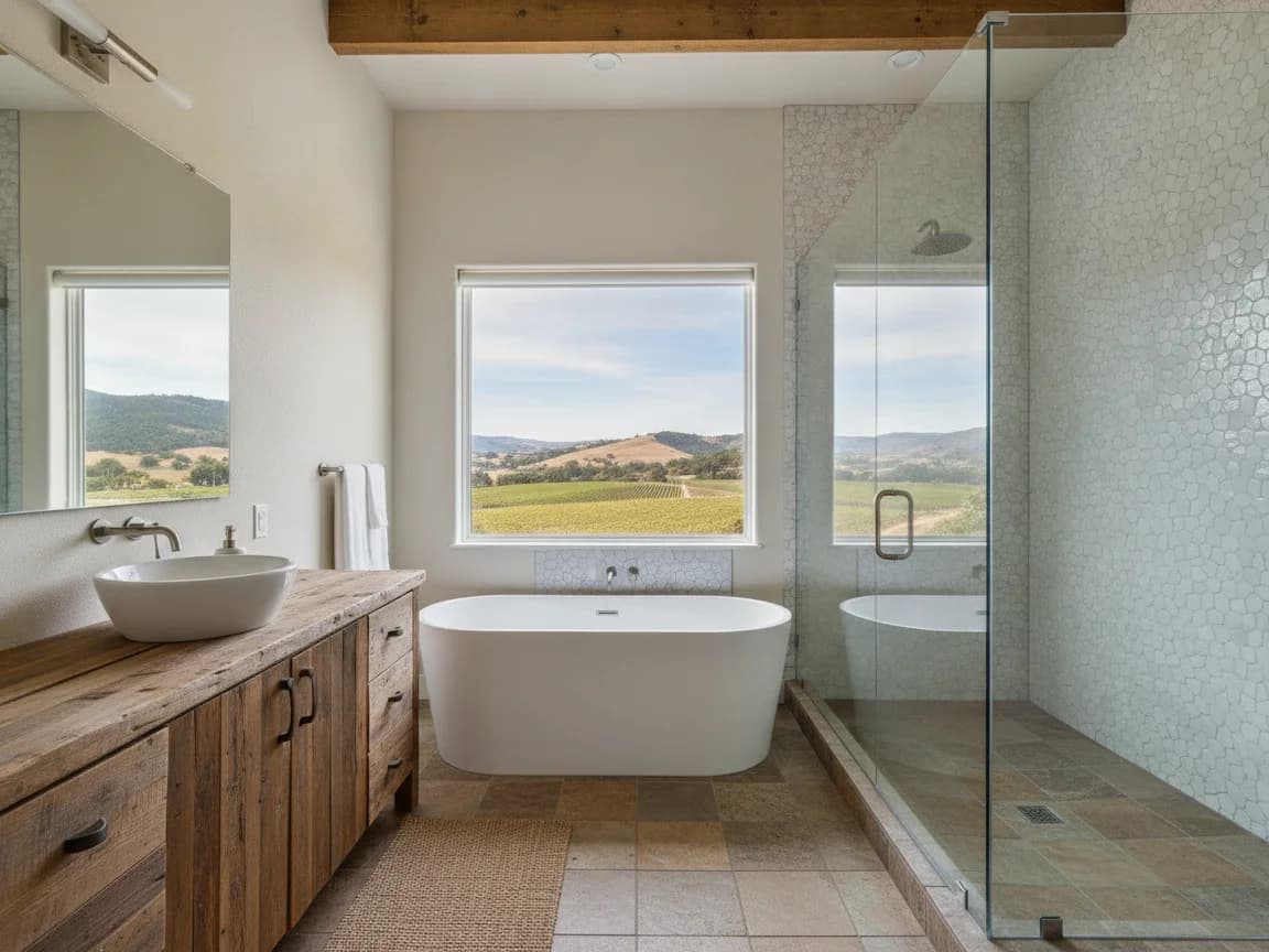 Bathroom remodeling contractor in Fair Play, El Dorado County - modern shower design and renovation by Oakwood Remodeling Group