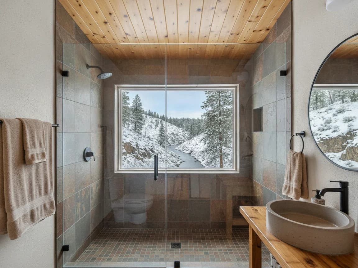 Bathroom remodeling contractor in Floriston, Nevada County - modern shower design and renovation by Oakwood Remodeling Group