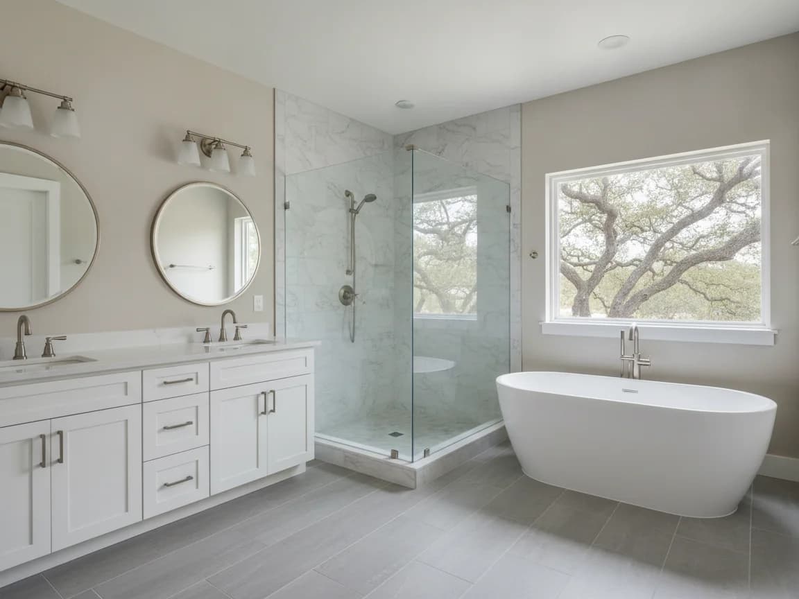 Bathroom remodeling contractor in Gold River, Sacramento County - modern shower design and renovation by Oakwood Remodeling Group