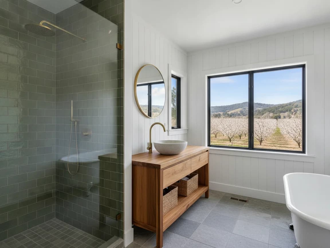 Bathroom remodeling contractor in Guinda, Yolo County - modern shower design and renovation by Oakwood Remodeling Group