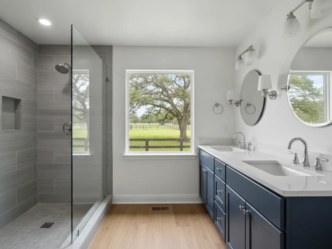 Bathroom remodeling contractor in Hartley, Solano County - modern shower design and renovation by Oakwood Remodeling Group