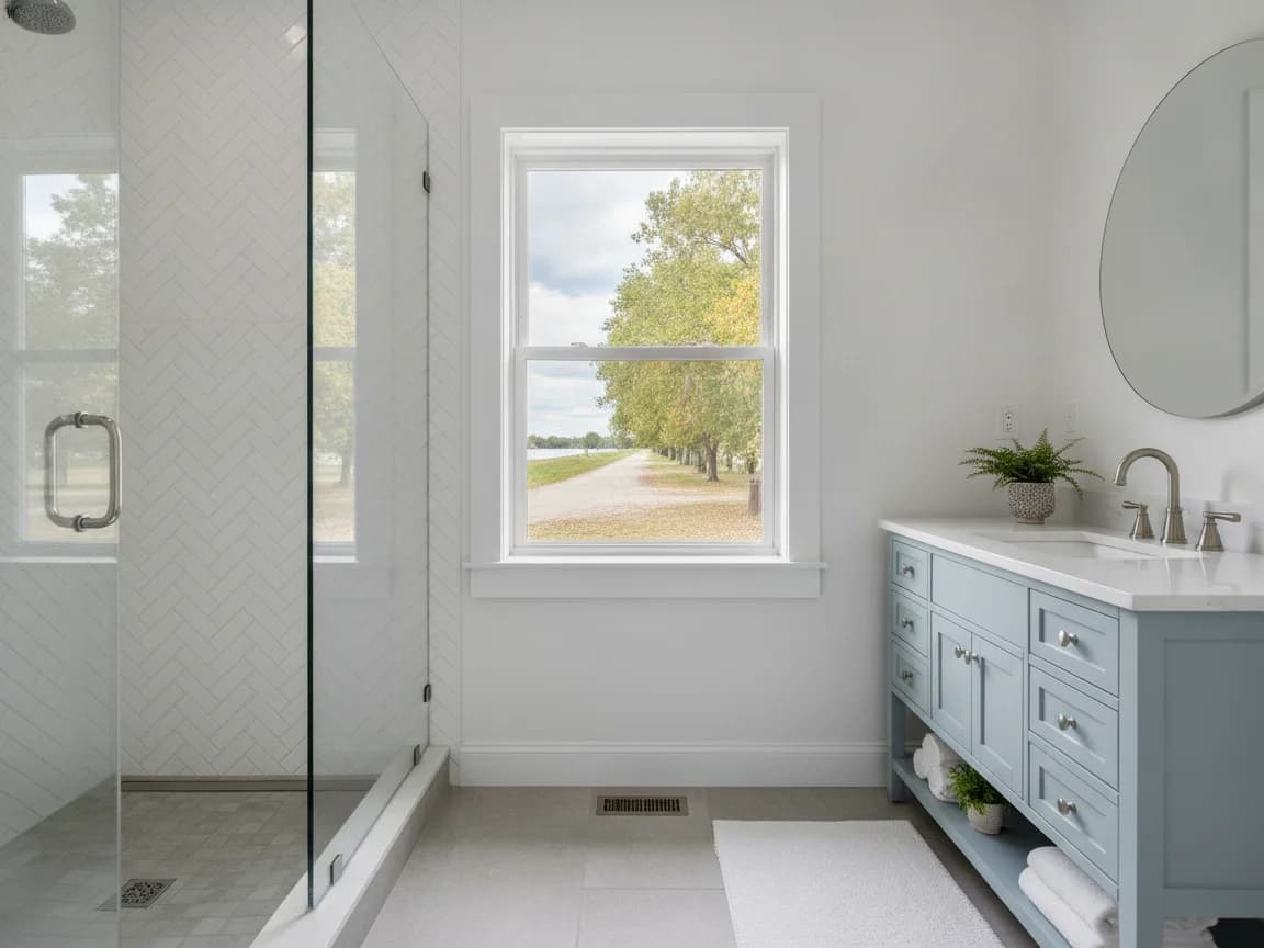 Bathroom remodeling contractor in Hood, Sacramento County - modern shower design and renovation by Oakwood Remodeling Group
