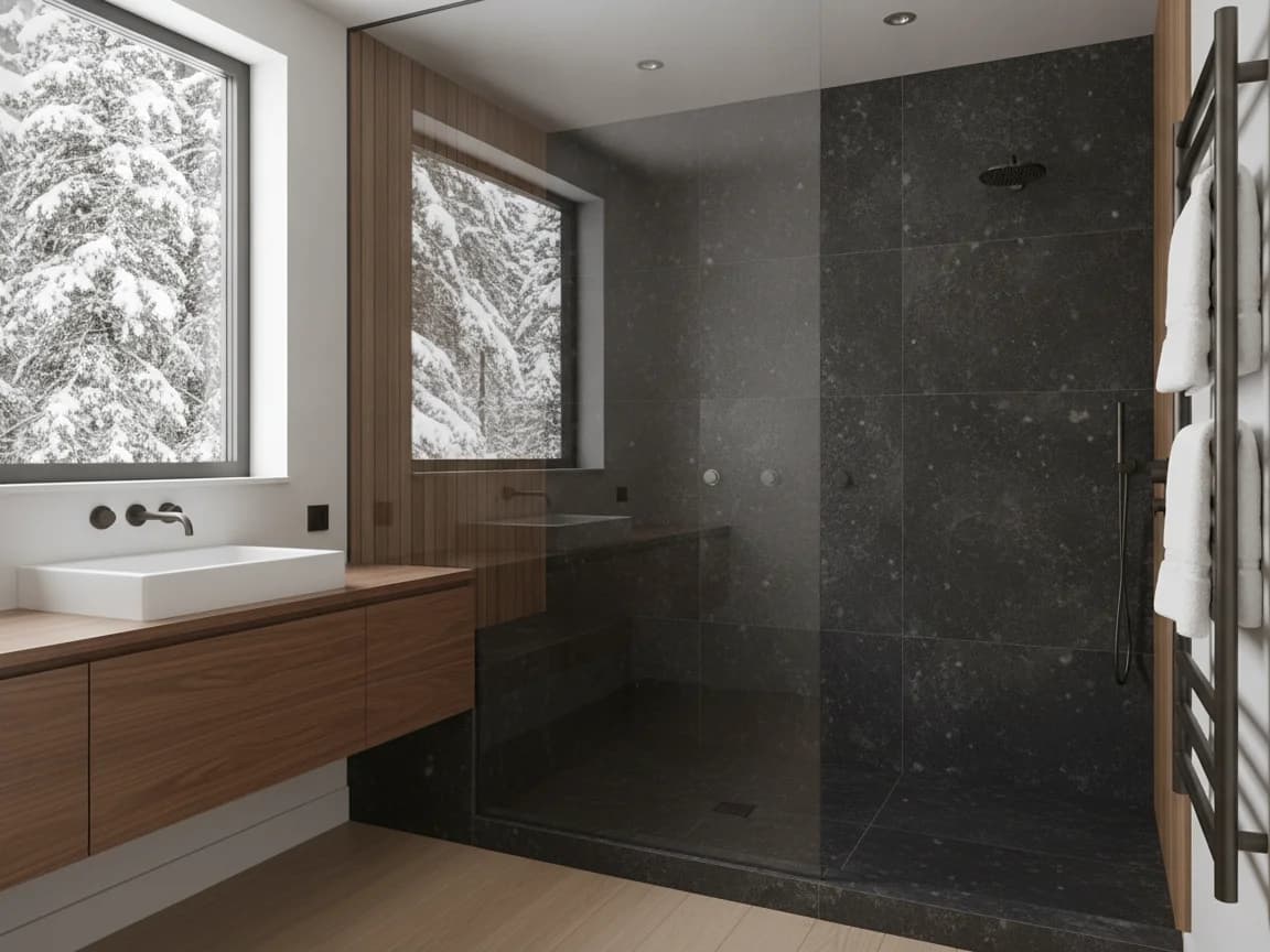 Bathroom remodeling contractor in Kingvale, Nevada County - modern shower design and renovation by Oakwood Remodeling Group