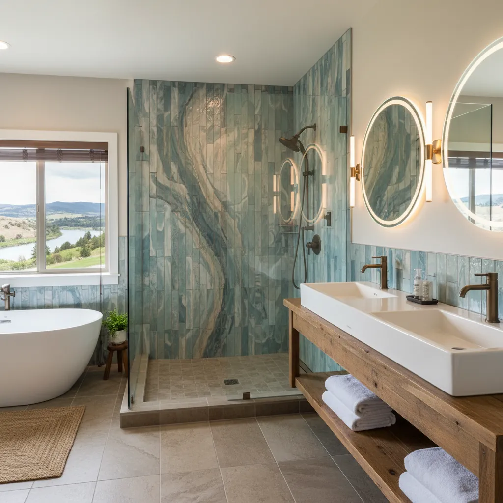 Bathroom remodeling contractor in Penryn, Placer County - modern shower design and renovation by Oakwood Remodeling Group