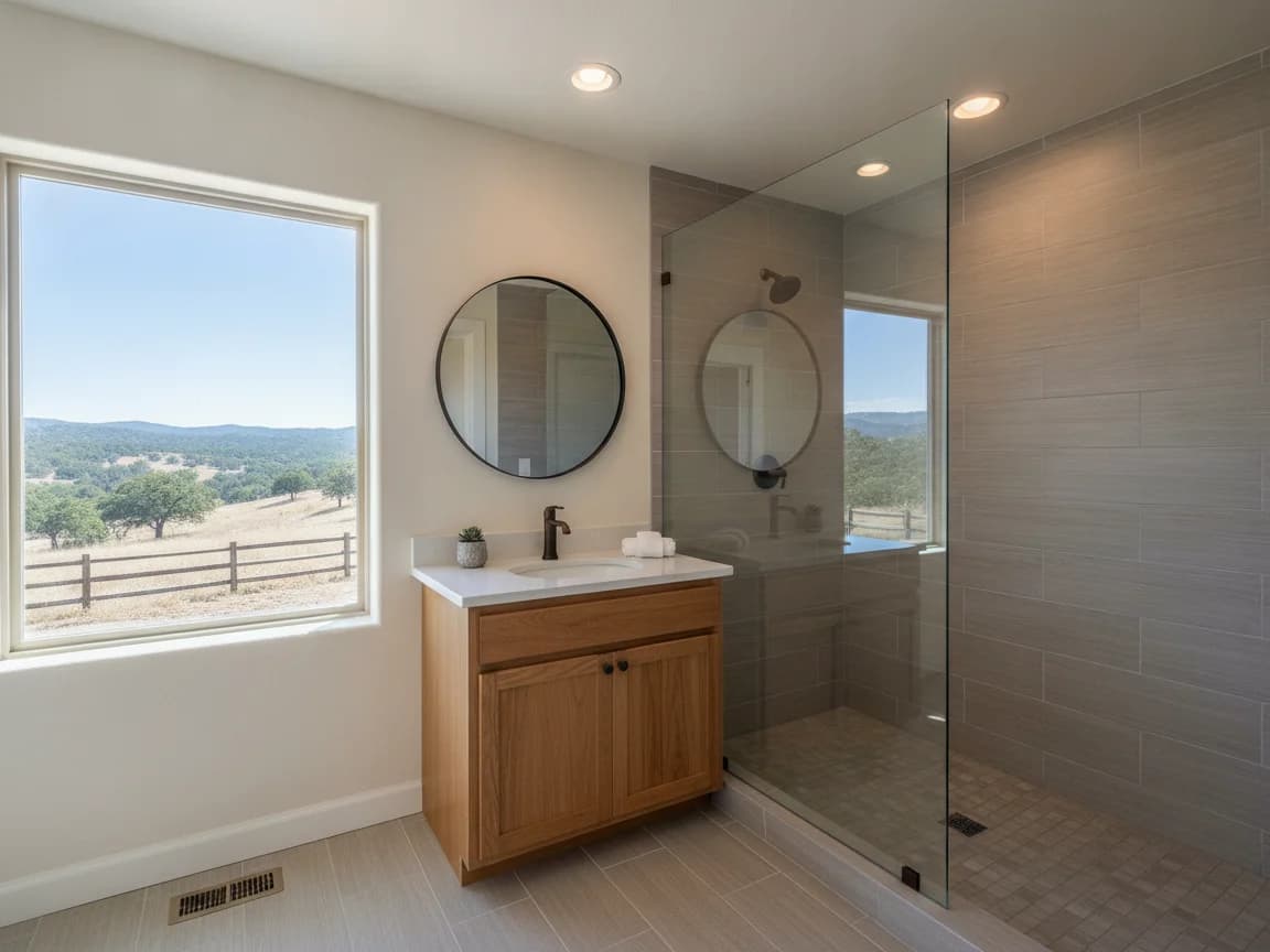 Bathroom remodeling contractor in Nashville, El Dorado County - modern shower design and renovation by Oakwood Remodeling Group