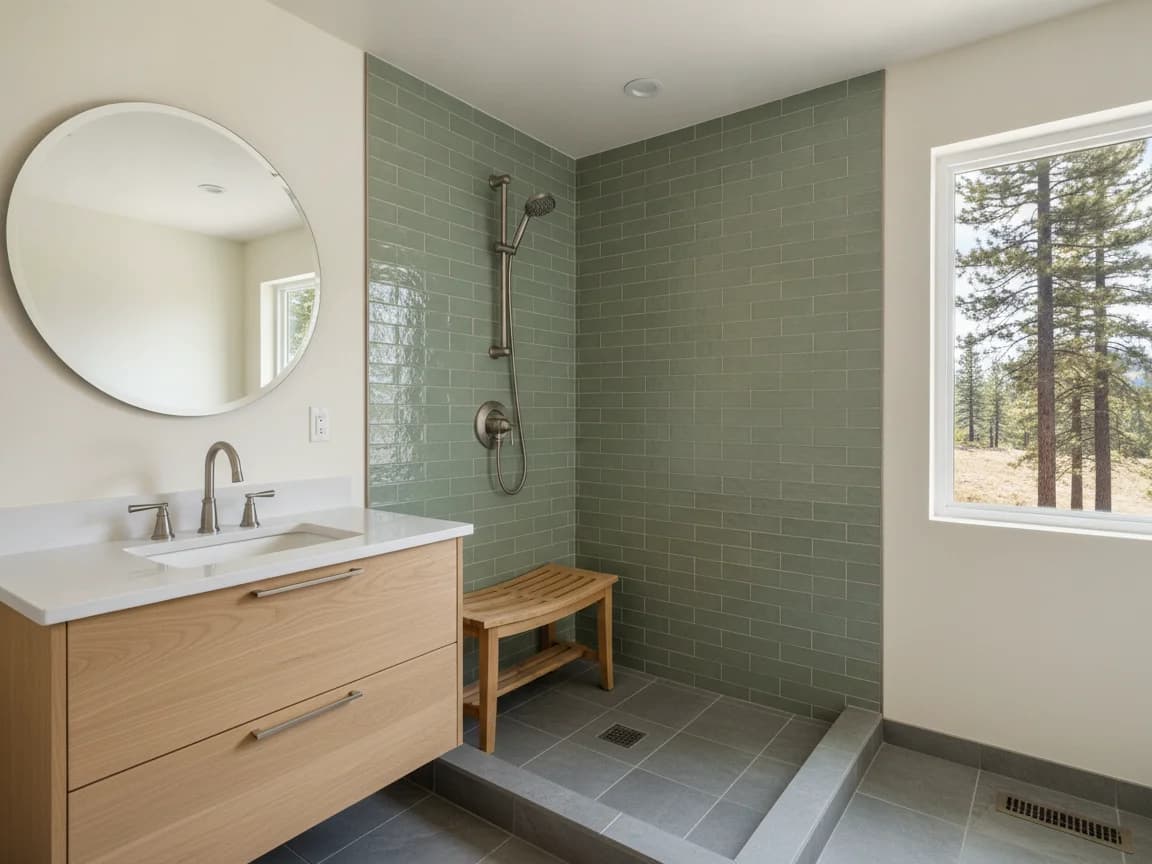 Bathroom remodeling contractor in Pacific House, El Dorado County - modern shower design and renovation by Oakwood Remodeling Group
