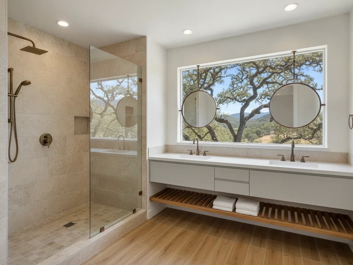 Bathroom remodeling contractor in Pilot Hill, El Dorado County - modern shower design and renovation by Oakwood Remodeling Group
