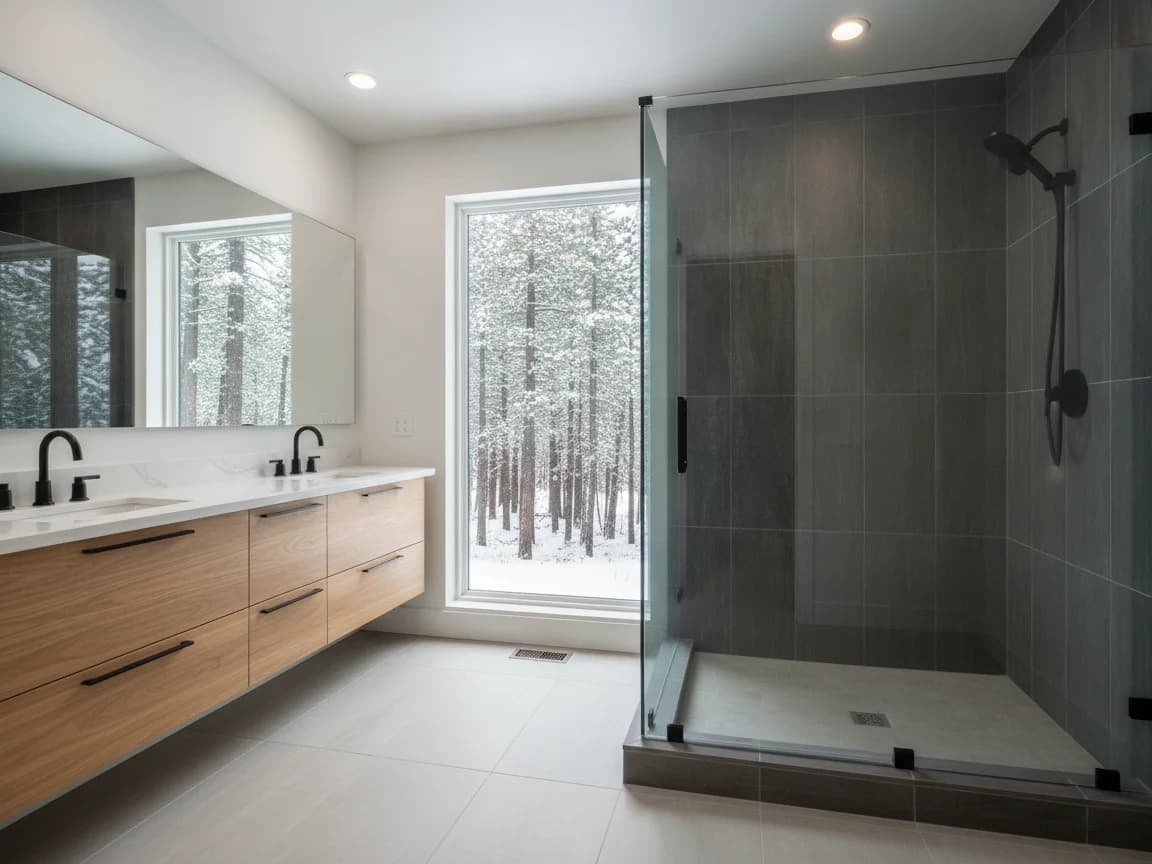 Bathroom remodeling contractor in Pollock Pines, El Dorado County - modern shower design and renovation by Oakwood Remodeling Group