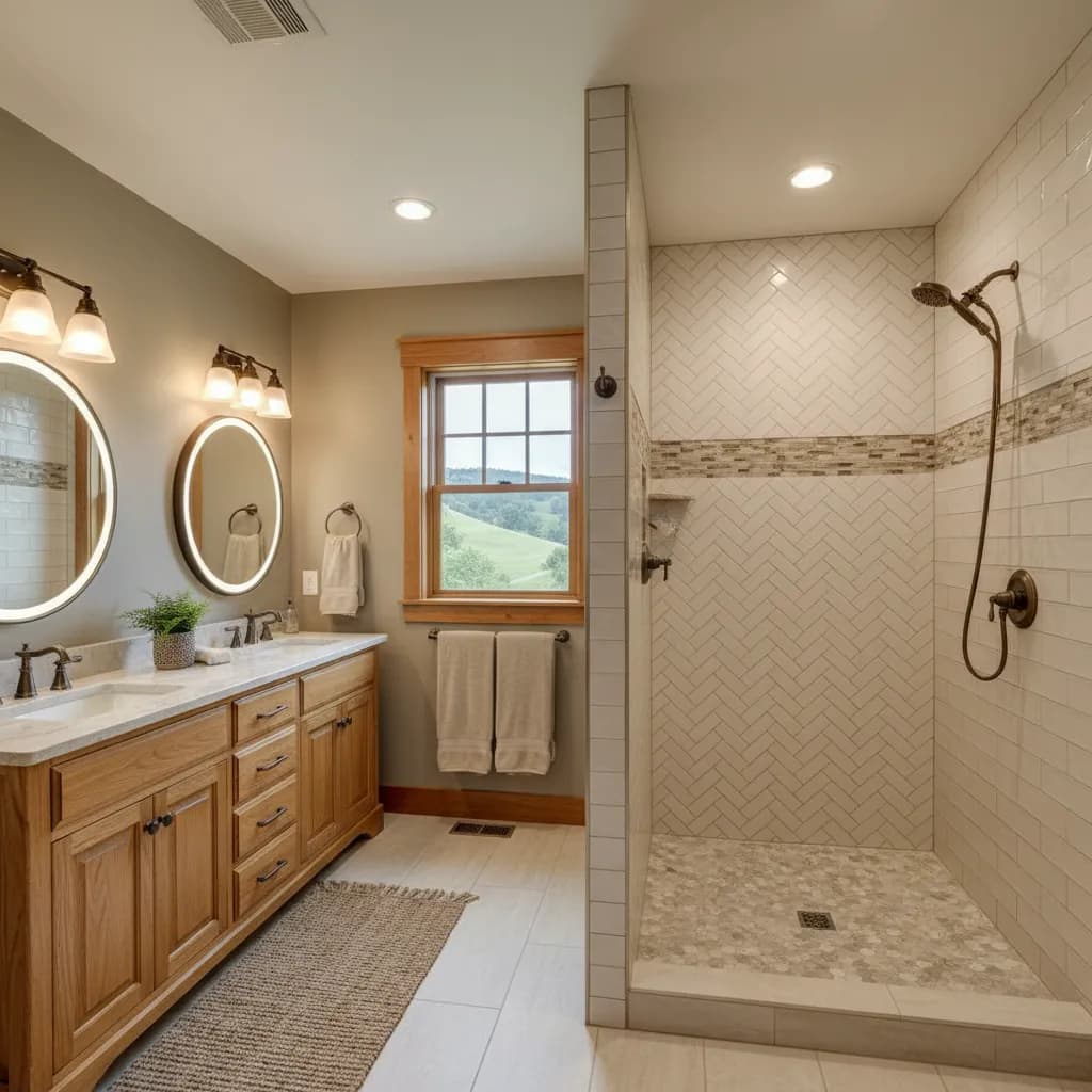 Bathroom remodeling contractor in Lake Wildwood, Nevada County - modern shower design and renovation by Oakwood Remodeling Group