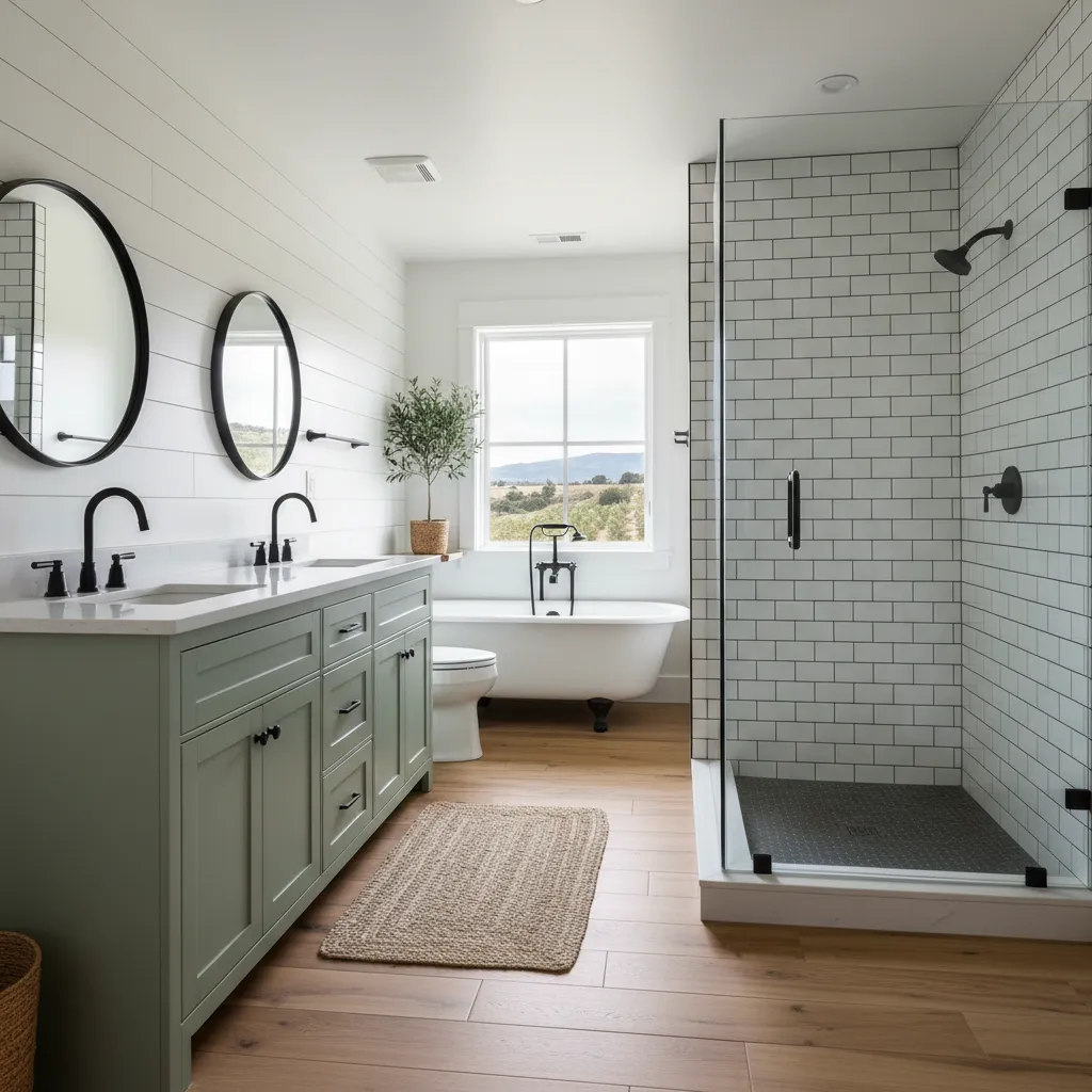 Bathroom remodeling contractor in Plainfield, Yolo County - modern shower design and renovation by Oakwood Remodeling Group
