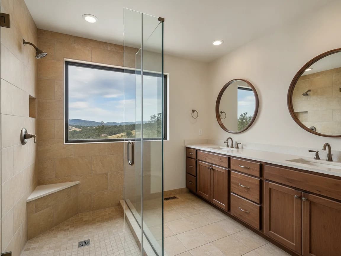 Bathroom remodeling contractor in Shingle Springs, El Dorado County - modern shower design and renovation by Oakwood Remodeling Group