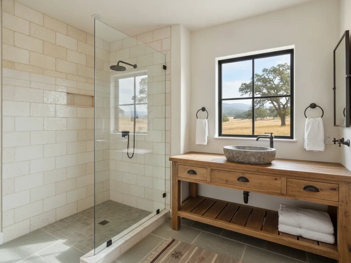Bathroom remodeling contractor in Sloughhouse, Sacramento County - modern shower design and renovation by Oakwood Remodeling Group