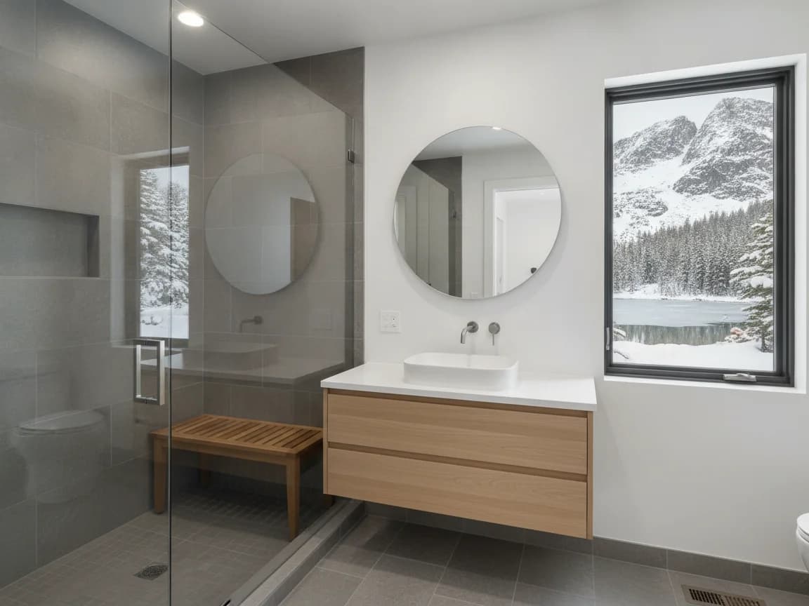 Bathroom remodeling contractor in Soda Springs, Placer County - modern shower design and renovation by Oakwood Remodeling Group