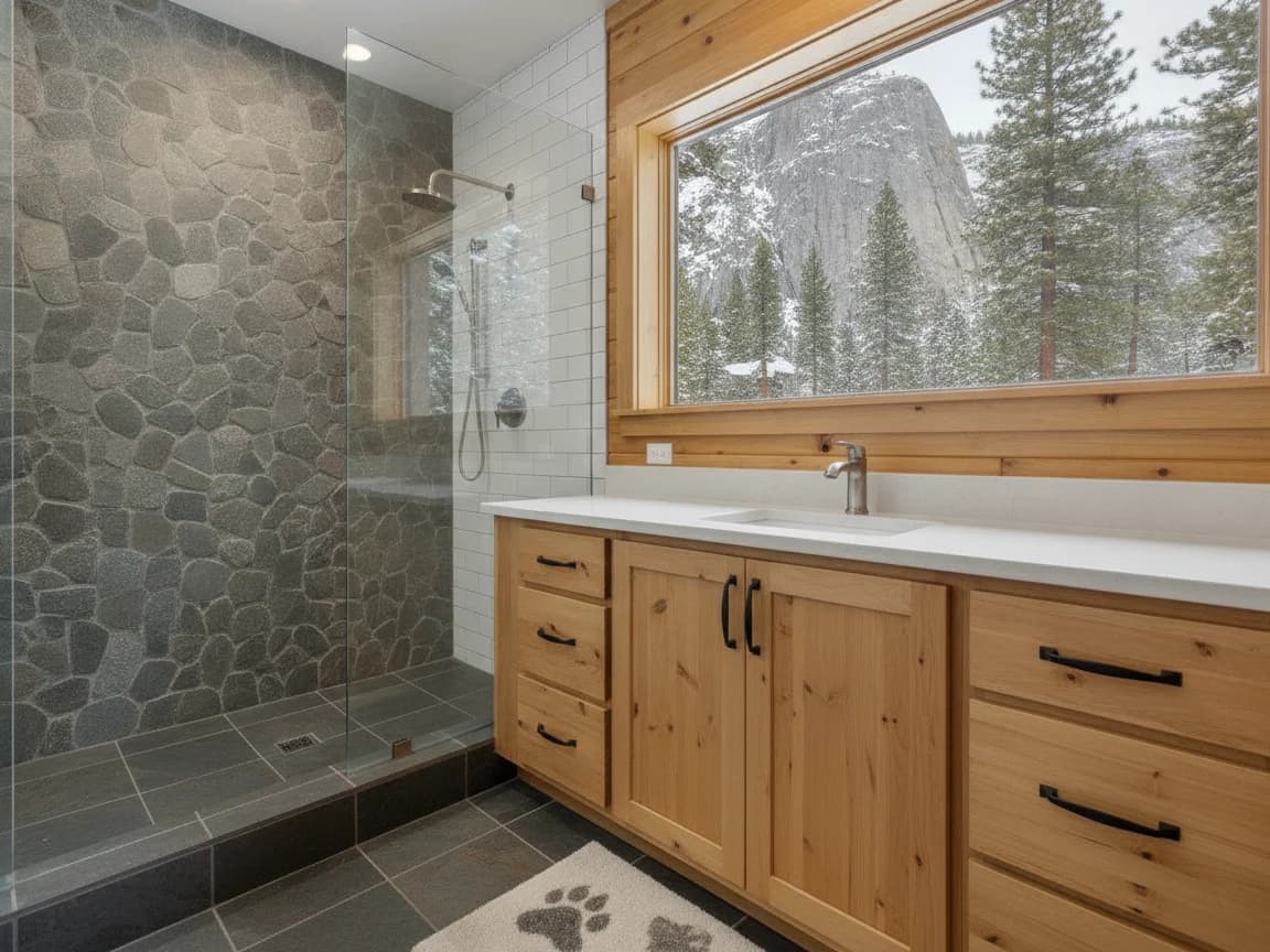 Bathroom remodeling contractor in Strawberry, El Dorado County - modern shower design and renovation by Oakwood Remodeling Group
