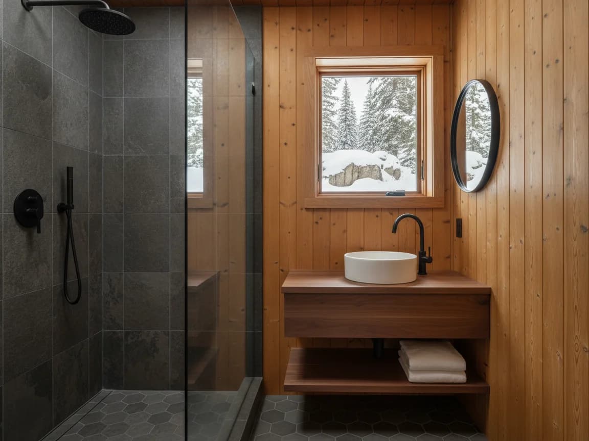 Bathroom remodeling contractor in Twin Bridges, El Dorado County - modern shower design and renovation by Oakwood Remodeling Group