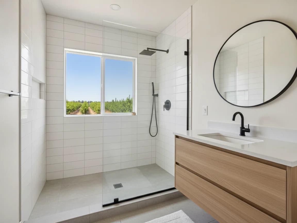 Bathroom remodeling contractor in Yolo, Yolo County - modern shower design and renovation by Oakwood Remodeling Group
