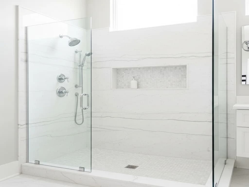 Bathroom remodeling contractor in El Macero, Yolo County - modern shower design and renovation by Oakwood Remodeling Group