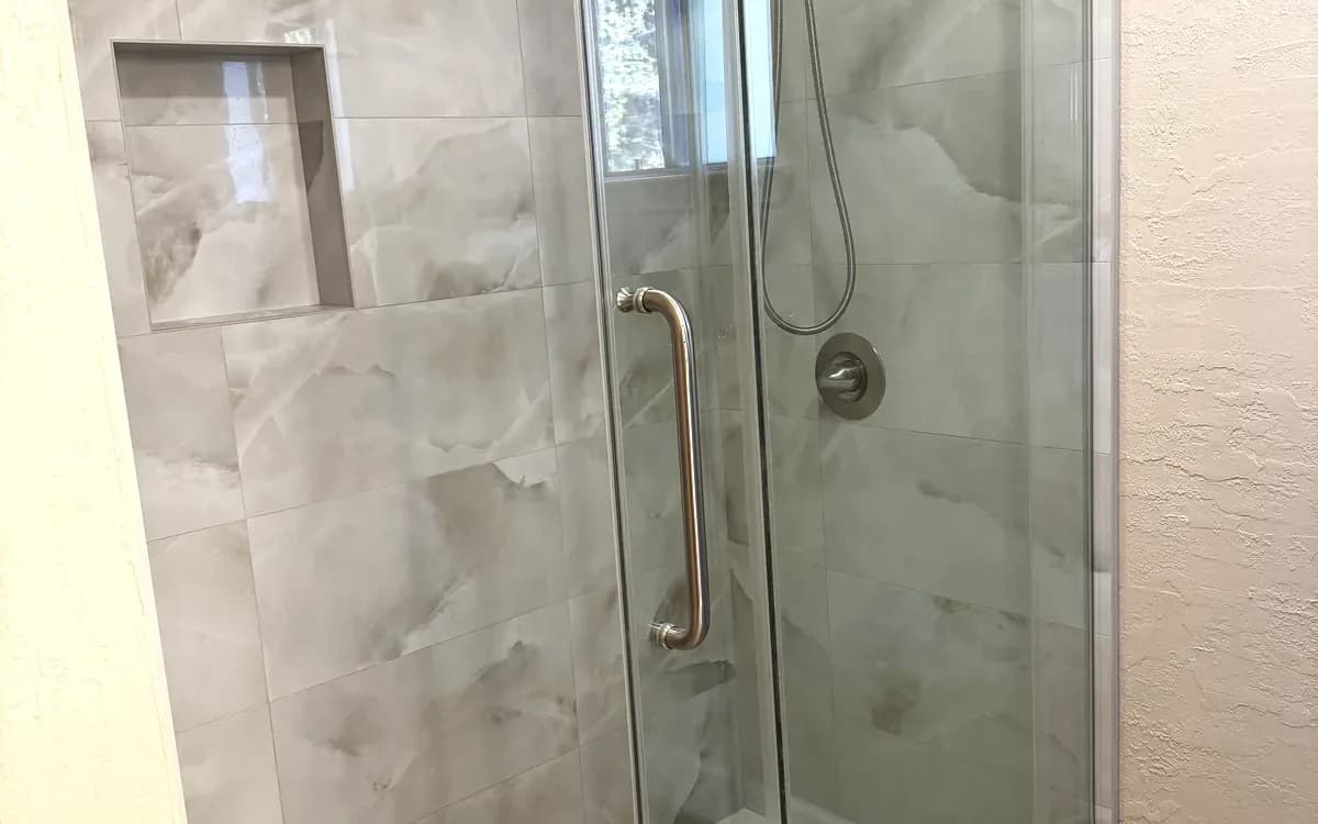 Bathroom remodeling contractor in Cameron Park, El Dorado County - modern shower design and renovation by Oakwood Remodeling Group
