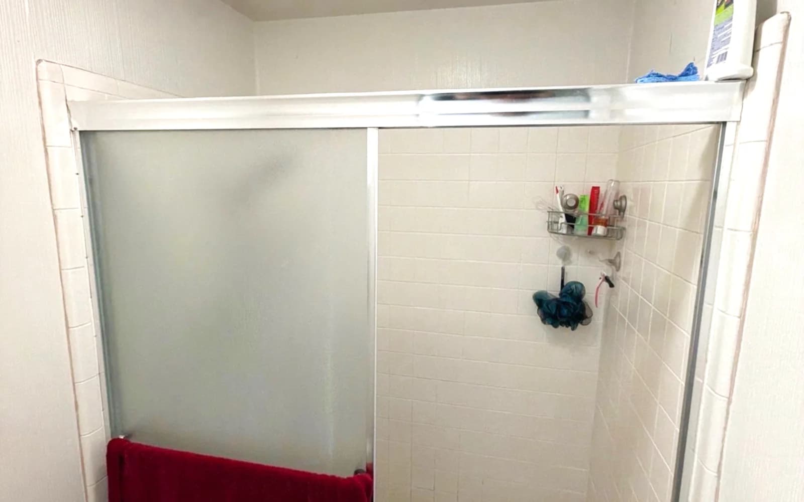 Before: Dated Tile Shower to Marble-Look Master Bath - bathroom remodeling Citrus Heights, CA