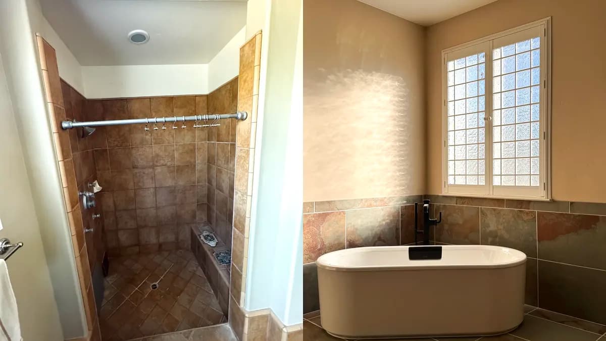 Master Bathroom Remodel with Freestanding Tub and Arched Shower in Elk Grove, CA
