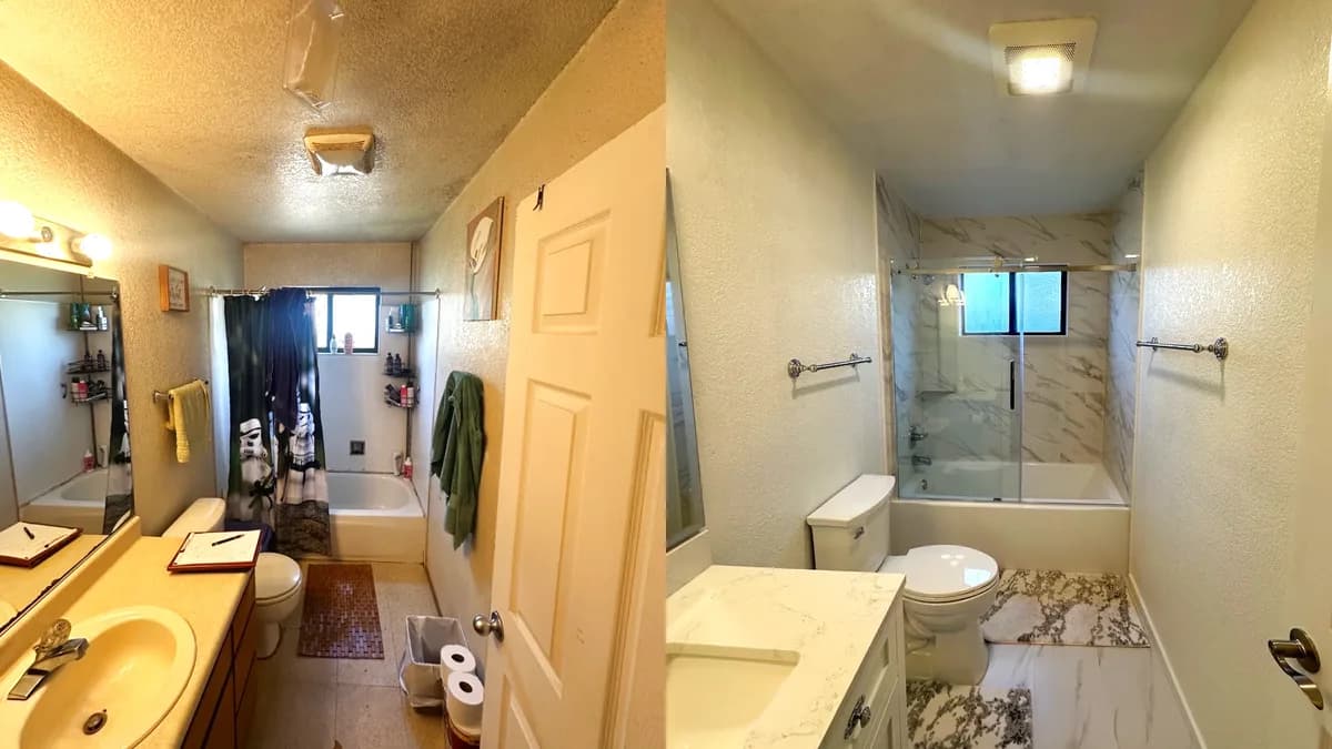 Two-Bathroom Remodel with Marble-Look Porcelain in One Folsom, CA Home