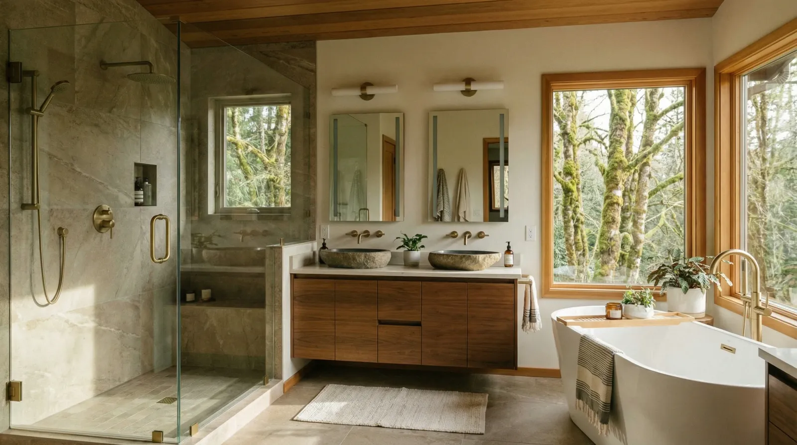 Bathroom remodeling contractor in Garden Valley, El Dorado County - modern shower design and renovation by Oakwood Remodeling Group