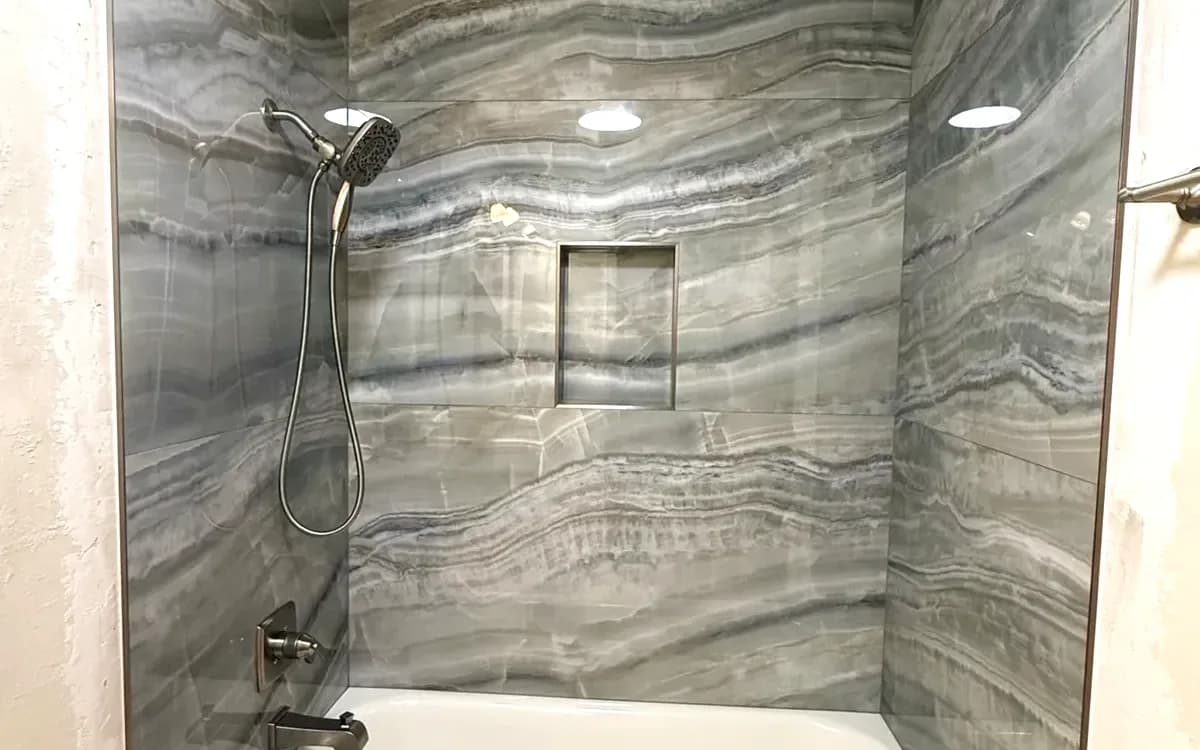 Bathroom remodeling contractor in Woodland, Yolo County - modern shower design and renovation by Oakwood Remodeling Group