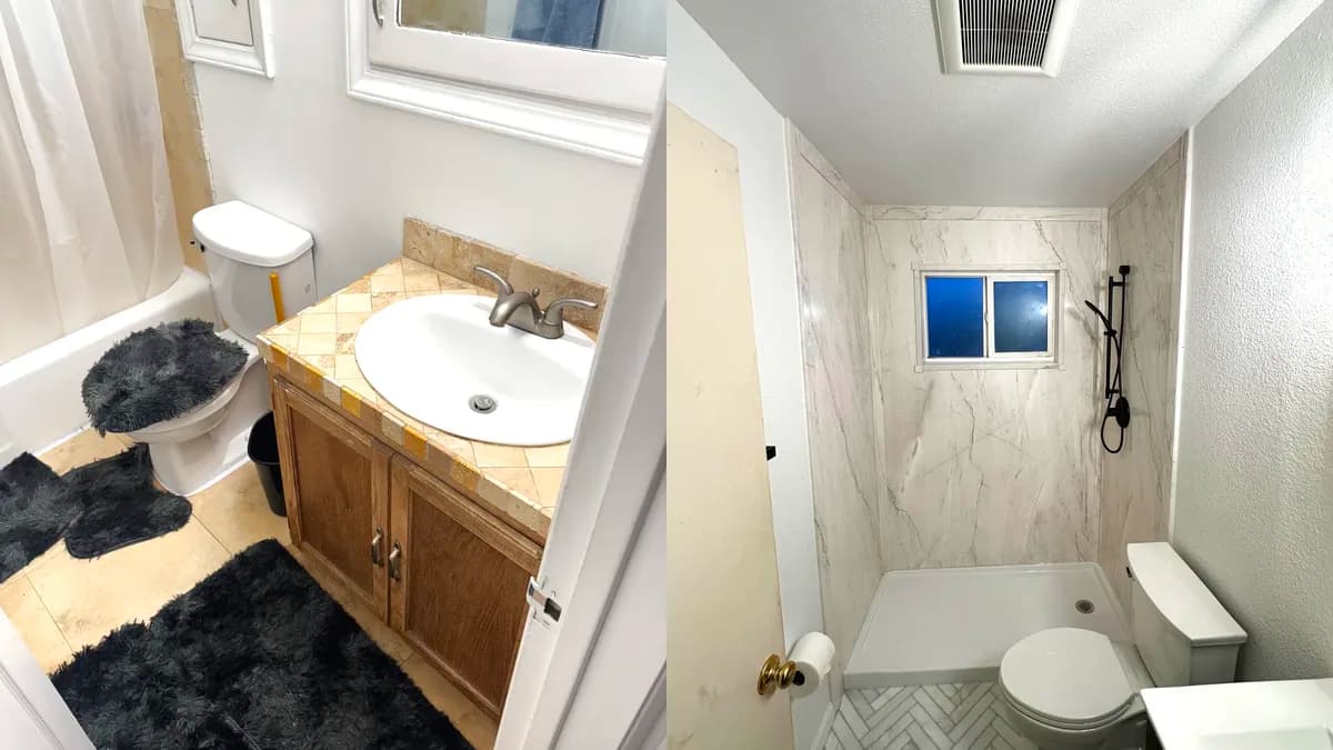 Tub-to-Shower Conversion with Marble-Look Acrylic Walls in Citrus Heights, CA